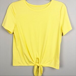 UNBRANDED | Bright Yellow Short Sleeve Tee with Tie Knot Detail Women’s Size M